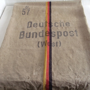 Vintage mail bag linen bag German Federal Post West shabby chic image 1