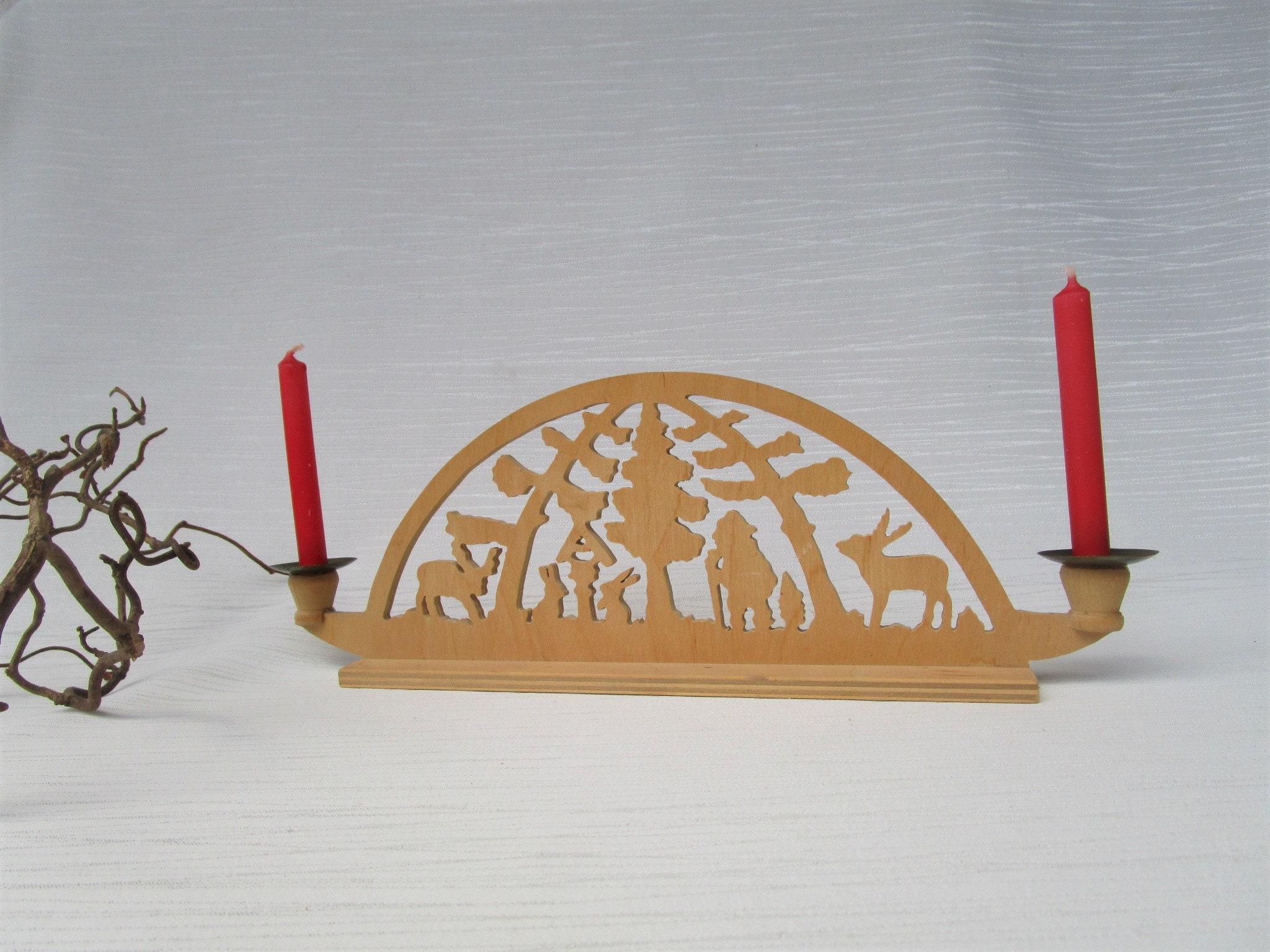 Small Christmas candlestick Schwibbogen candlestick wood Christmas decoration
