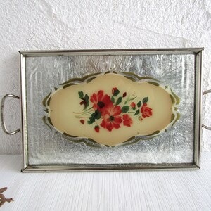 Serviertablett klein Vintage Tablett Art Deco Blumenmotiv servieren