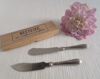 2 Vintage Messer Buttermesser Käsemesser Rostfrei