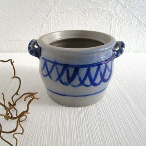 Steingut topf blau grau