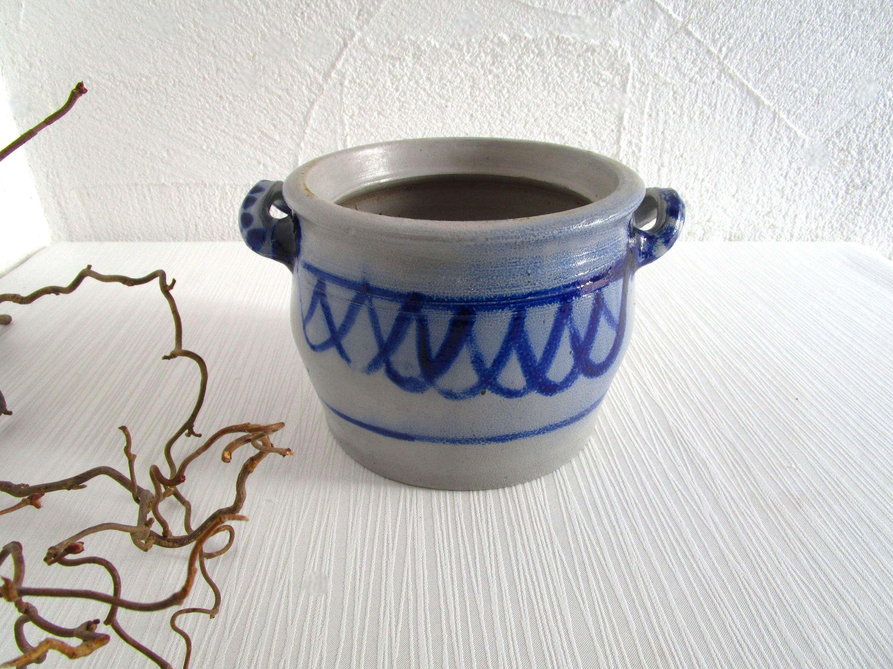 Steingut topf blau grau