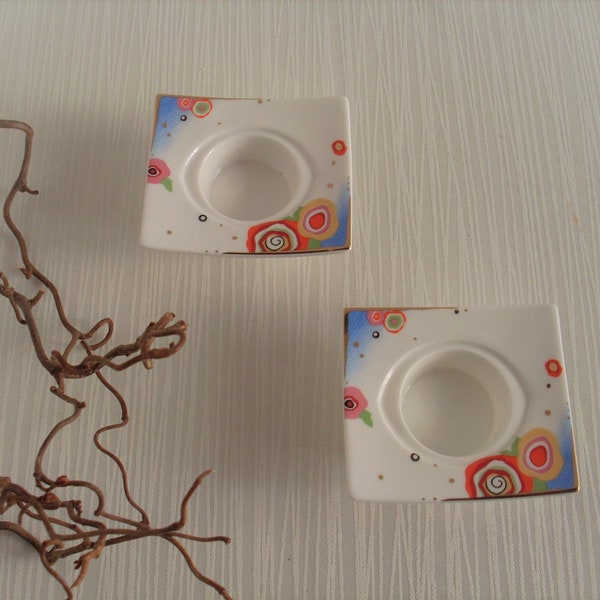 2er Set Teelichthalter Feraud Goebel Porzellan Fine Bone China