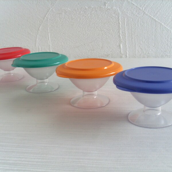 Vintage 4er Set Tupperware Dessert Behälter Eisbecher Puddingbecher Snackschalen Obstsalat