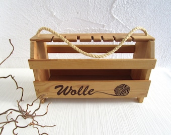 Wolle Holzkiste Wollknäuelhalter Wollkiste Aufbewahrung Geschenk