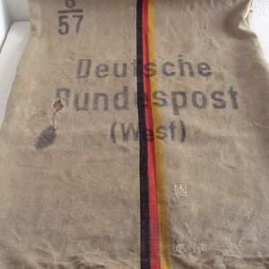 Vintage mail bag linen bag German Federal Post West shabby chic image 3