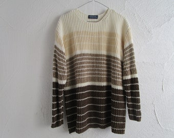 Women's Sweater Wool Sweater Beige Brown Size 44/46 Elements