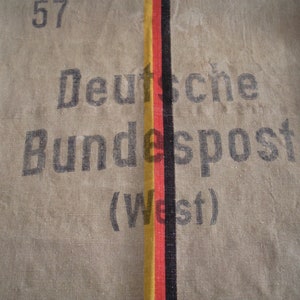 Vintage mail bag linen bag German Federal Post West shabby chic image 2