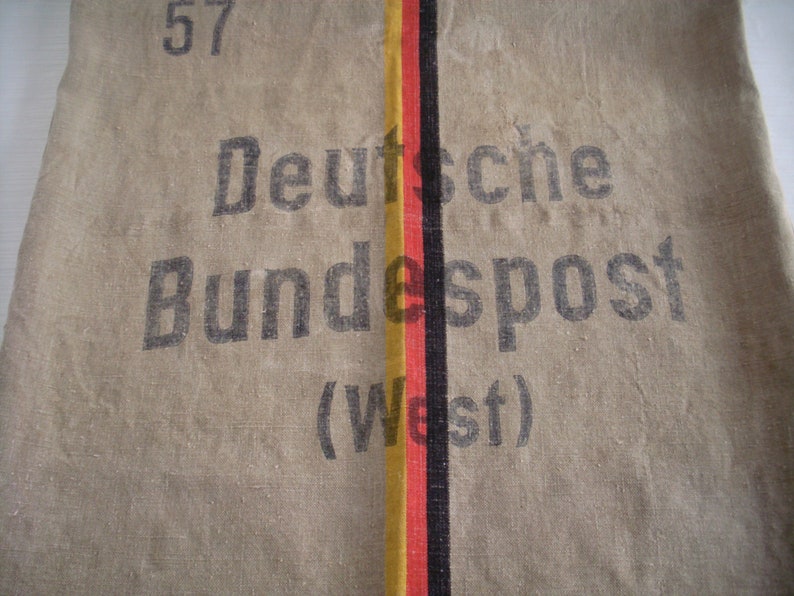 Vintage mail bag linen bag German Federal Post West shabby chic image 2