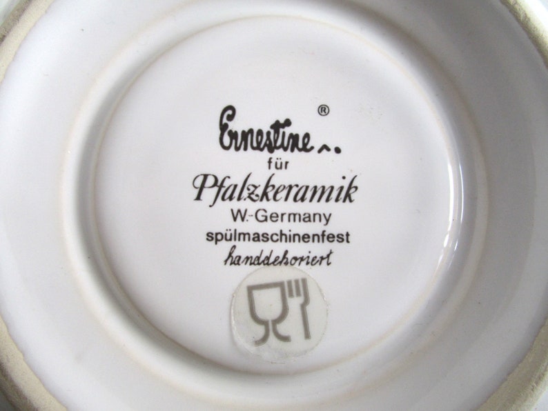 4teiliger Kaffeekern Pfalzkeramik Ernestine handdekoriert Kaffeekanne Stövchen Milchkännchen Zuckerdose W.Germany spülmaschinenfest Bild 6
