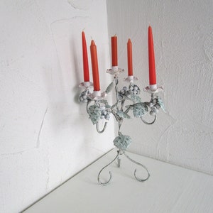 Vintage großer 5 flammiger Kerzenständer Kerzenhalter Kerzenleuchter Metall Deko Bild 5