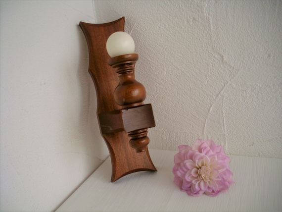 Vintage großer Wand Kerzenleuchter Holz Kerzenhalter gedrechselt
