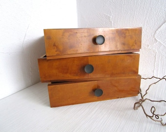 3er Set Vintage Schubladen Holz Ordnung Aufbewahrung Kiste