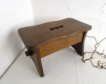 Vintage Fußhocker Schemel Schublade Holz Ablage Blumenhocker Kinderhocker