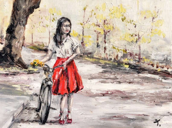 6x8 inches Oil painting Lady 15x20cm