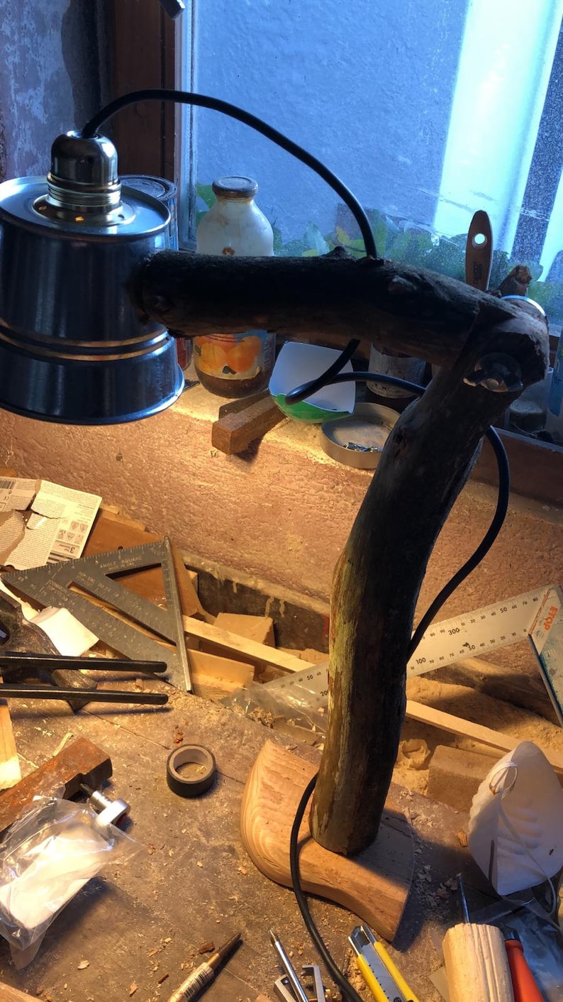Reading lamp a fine all-rounder made of wood Stainless steel bucket Stylish and rustic