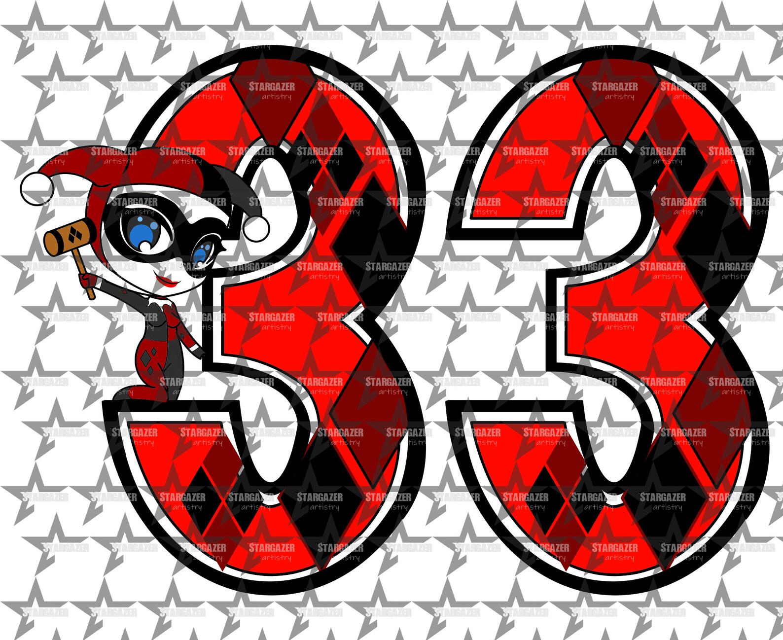 Harley Quinn Classic Numbers Digital Files Etsy