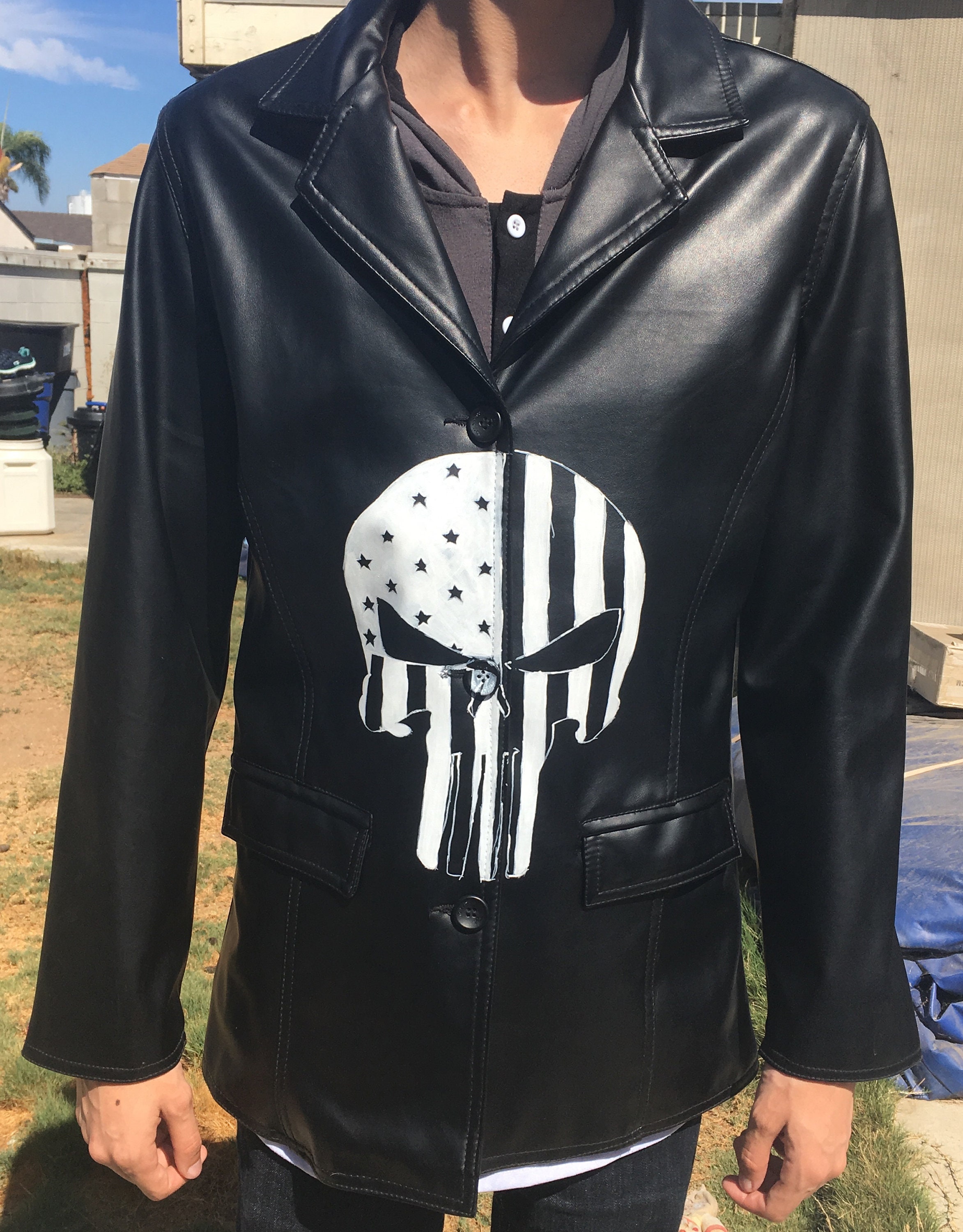 Punisher Mens Faux Leather Jacket | Etsy