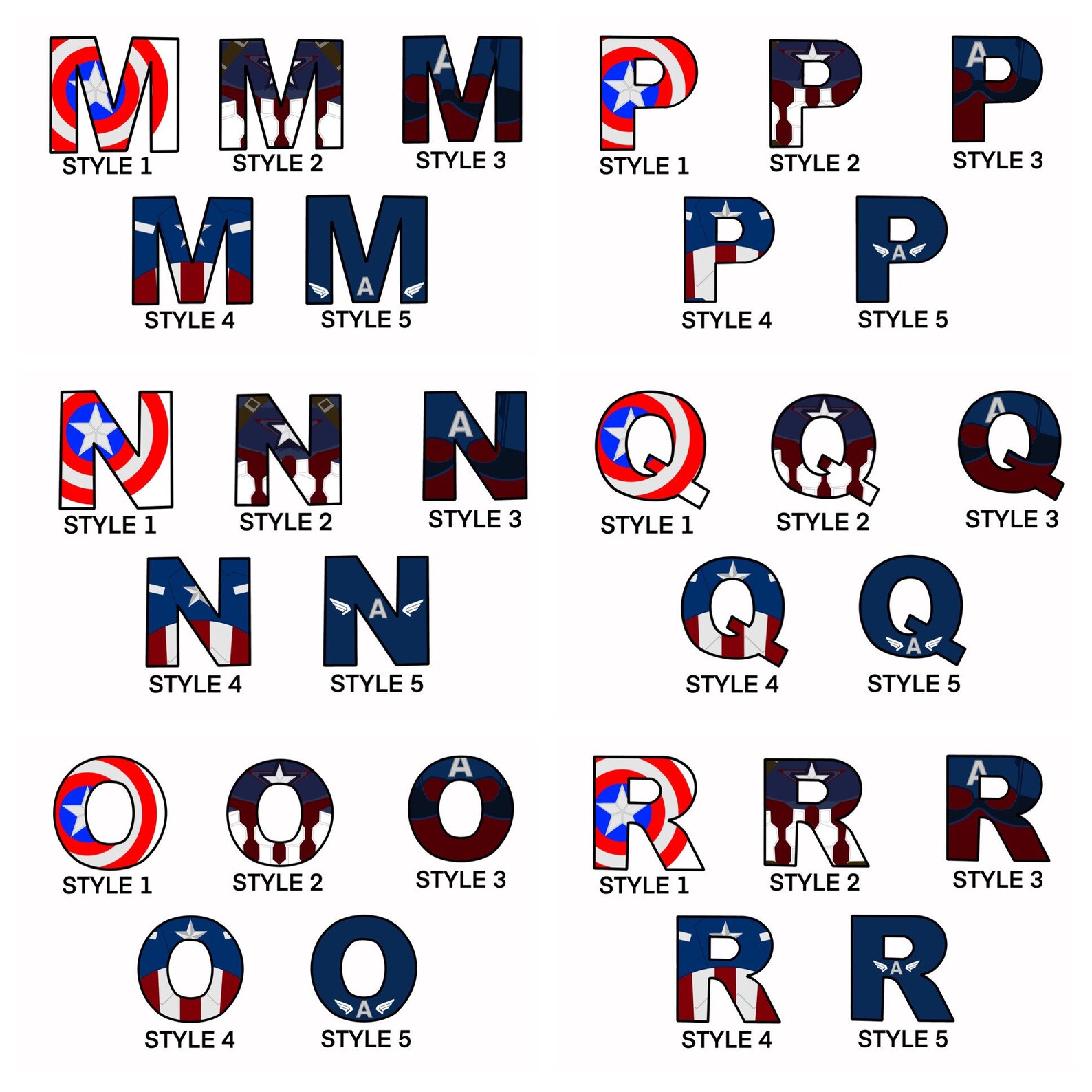 Captain America 6 or 8 Hand Painted Wood Letters | Etsy