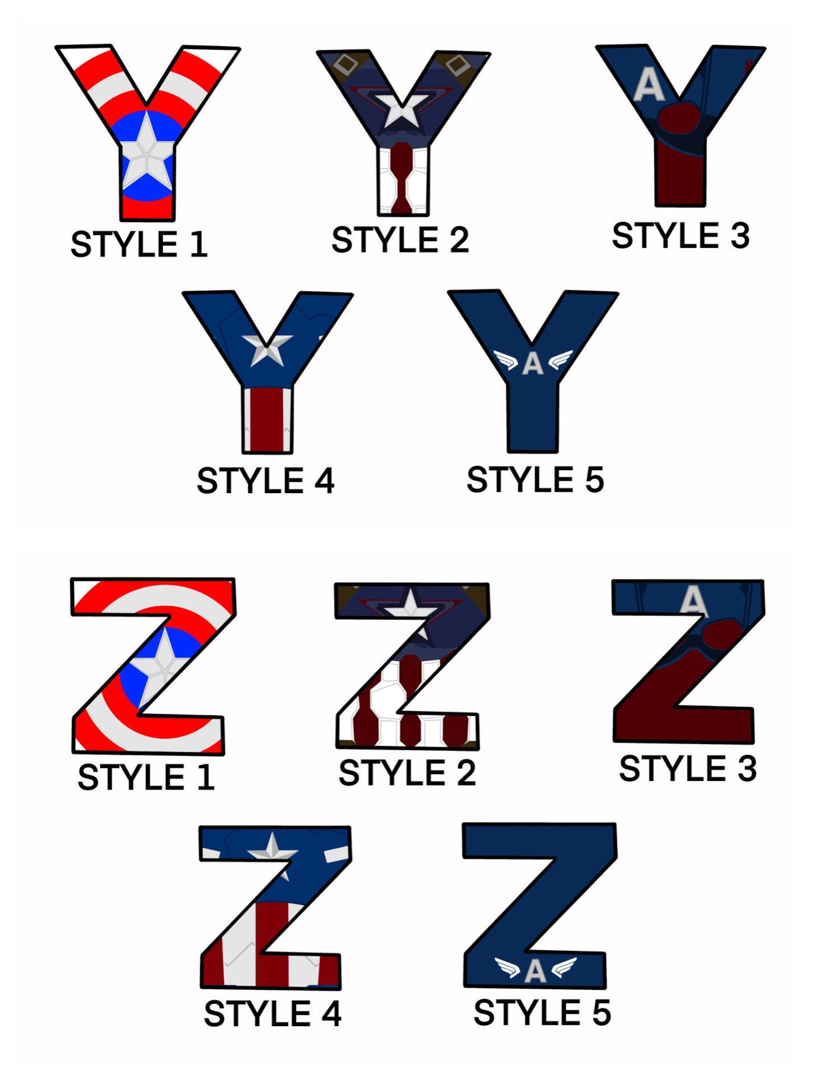 Captain America 6 or 8 Hand Painted Wood Letters | Etsy