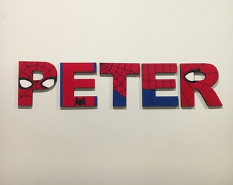 Spider-Man 6” or 8” Hand Painted Wood Letters