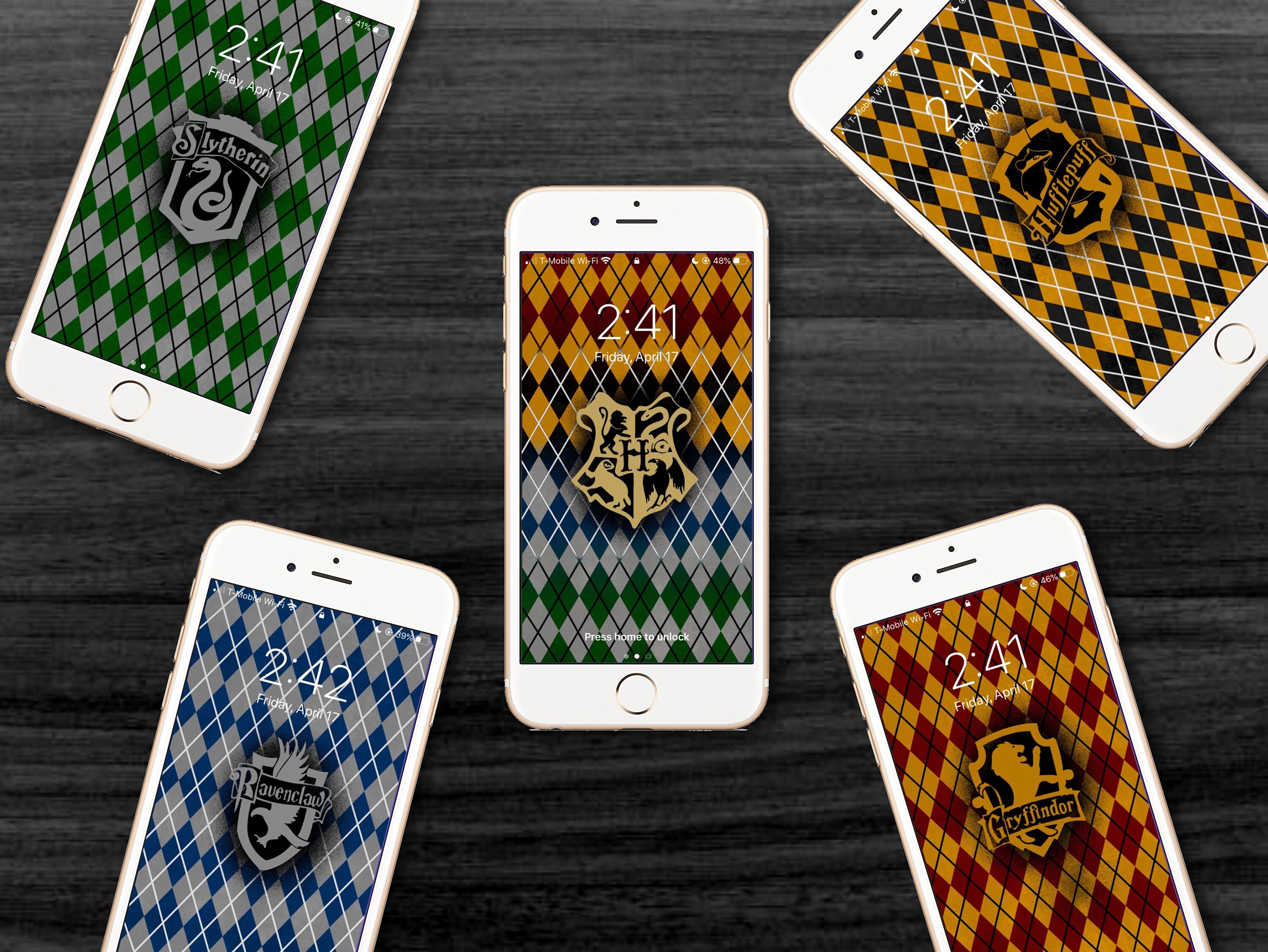 Hogwarts House Phone Wallpapers Set Of 5 Etsy