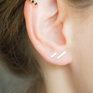 Gold bar earrings, Bar Earrings SET, Stick Earrings, Line Earrings, minimalist earrings, staple earrings, stud earring