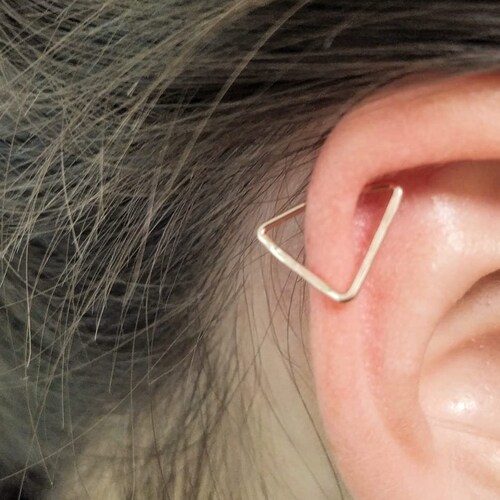 Triangle Helix Hoop Earring - Gold Helix Piercing - 18 Gauge Helix - Cartilage Piercing