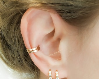 Mother Day - Cuff Earrings non pierced - Ear Cuff - Fake Cartilage Earring - Conch Ear Cuff - Cartilage Earring - Double Ear Cuff