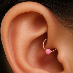 Daith Jewelry, Daith Earring, Daith Piercing, Gold Daith Ring, Rose Gold Daith Hoop Earring, Silver Daith Piercing, Opal