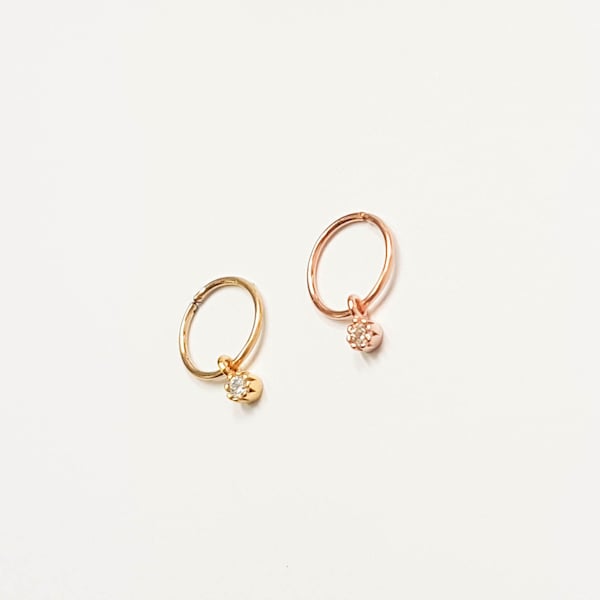 Cartilage Earring,Diamond Helix Piercing, Gold Helix Earring, Rose gold Helix Earring Hoop, Silver Helix Jewelry, CZ Cartilage Hoop