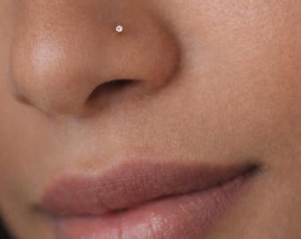 Gold plated sterling silver Nose Stud 24 gauge Colorful 1.5 CZ Stone Red Green Light Pink Black Magenta Royal Blue Teal Light Blue