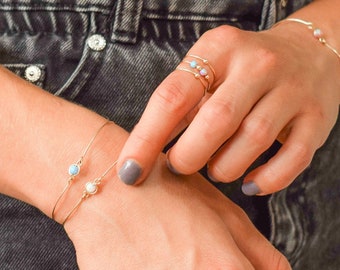 Skinny Stackable Opal Bracelet - Thin Gold Bracelet - Dainty Bracelets - Stacking Bracelets - Simple Bracelets - Unique Minimalist Bracelet