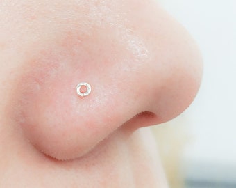 Tiny Circle Nose Stud Sterling Silver- L Shape Nose Stud- Silver Nose Piercing 18 gauge 22 gauge- Dainty Nose Jewelry- Elegant Nose Stud