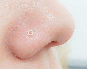 Tiny Circle Nose Stud Sterling Silver L Shape Nose Stud Silver