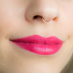 Thin Silver Septum ring ,Nose Piercing, Nose ring, seamless ring hoop body jewelry