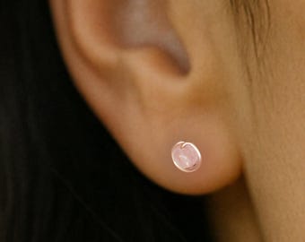 Rose Quartz Rose Gold Earrings Studs, blush jewelry, rose quartz earrings, rose gold stud earrings