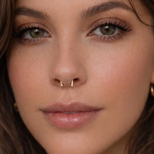 Retenedor de tabique nasal chapado en oro de 14 k, estilo herradura, plata de ley (18 g, 16 g y 14 g)