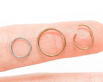 Hinged Clicker Hoops – Segment Ring - 14g/16g/18g/20g | Gold, Rose Gold, Silver | Versatile Piercing: Septum, Helix, Cartilage, Belly, Nose