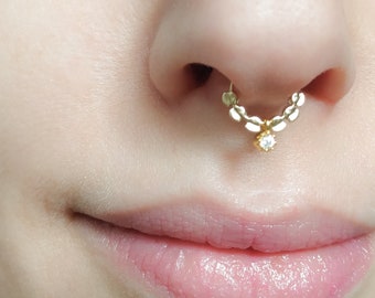 Silber Septum - Gold Septum Piercing - Septum-Schmuck - Tribal Indian Septum - Snug Septum Hoop - Dangle Septum Ring