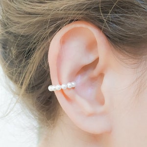 Pearl Ear Cuff - Ear Cuff Earring Pearls - Clip-on manchet - Pearl Earring - Conch Cuff - White Pearls Ear Cuff goud zilver roségoud