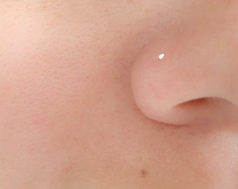 Mother Day - Small Nose Stud, 1mm Nose Stud, Silver Nose Stud, Ball Nose Piercing, Dainty Nose Stud, L Shape Nose Stud