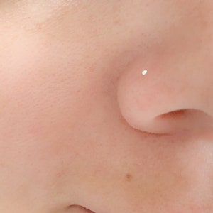 Mother Day Small Nose Stud, 1mm Nose Stud, Silver Nose Stud, Ball Nose Piercing, Dainty Nose Stud, L Shape Nose Stud image 1