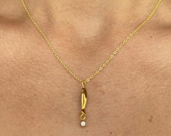Fish Necklace - Gold or Silver Handmade Fish and CZ Necklace- Fish Charm- Fish Lover Gift for Her- Nautical Sea Lover Gift - Ocean Jewelry
