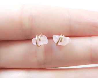 Mother Day - Rose Quartz Earrings - Rose Quartz Studs - Gold Rose Quartz Studs - Silver Rose Quartz Earrings - Stone Earrings