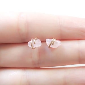 Rose Quartz Earrings - Rose Quartz Studs - Gold Rose Quartz Studs - Silver Rose Quartz Earrings - Stone Earrings