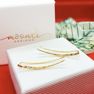Christmas Gift For Her - Ready to be Gifted Earrings in Gold, Silver or Rose Gold, Unique Ear Climber Earrings - Stocking Filler