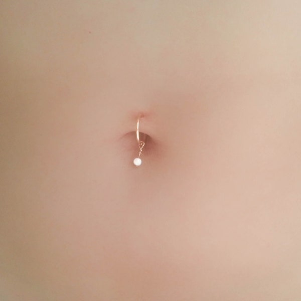 Mother Day - Belly ring opal, Navel ring , Belly piercing , Tiny belly ring , Belly ring hoop , Belly hoop, Gold Belly Button Ring with Opal