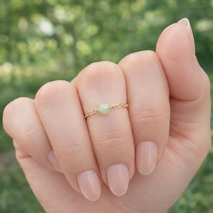 Jade edelsteenring • Minimalistische jadering in met goud gevuld of sterlingzilver • Jadesteenring • Minimalistische stapelring • Jade knokkelring