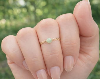 Jade Gemstone Ring • Minimalist Jade Ring in Gold-Filled or Sterling Silver • Jade Stone Ring • Minimalist Stacking Ring • Jade Knuckle ring